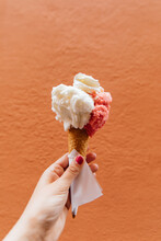 Woman Holds Gelato In Italy