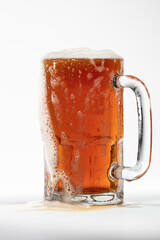 Close up over an isolated beer jar on a white background