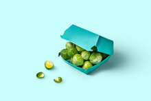 Fresh Brussel Sprouts Lying Inside Burger Box