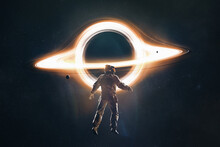 Astronaut In Front Of A Black Hole In The Universe