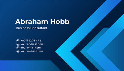 Modern blue business card and presentation background slide design template with text and logo space