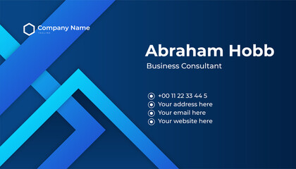 Poster - Modern blue business card and presentation background slide design template with text and logo space