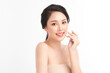 © kitthanes  - Beautiful young asian woman with clean fresh skin on white background, Face care, Facial treatment, Cosmetology, beauty and spa, Asian women portrait.