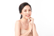 © kitthanes  - Beautiful young asian woman with clean fresh skin on white background, Face care, Facial treatment, Cosmetology, beauty and spa, Asian women portrait.