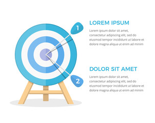 Target with two arrows, two steps or options infographics