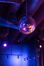 Closeup View At Disco Ball Inside Club