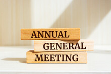 Wooden Blocks With Words 'Annual General Meeting'. Business Concept	