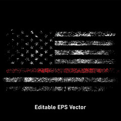 Wall Mural - Distressed Thin Red Line American Flag T-Shirt Vector Design, Grunge USA Firefighter with thin red line shirt.