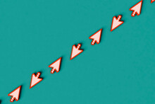 A Row Of Arrow Cursors 3d Render With Copy Space