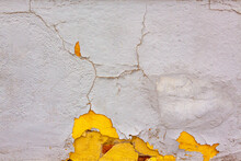 White And Yellow Cracked Old Wall