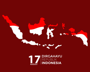 Wall Mural - Indonesia Independence Day With Map And Flag