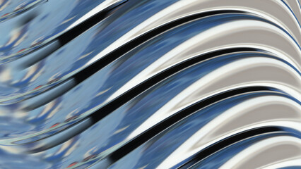 Silver chrome metallic background, shiny striped 3D metal abstract background, technology render illustration.
