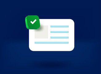 Aufkleber - ID with checkmark icon. 3d vector illustration