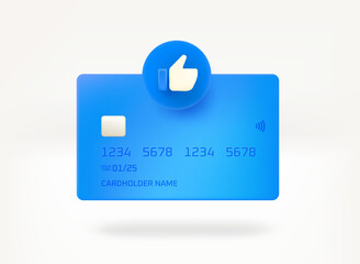 Poster - Plastic banking card with recommended icon. 3d vector illustration