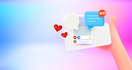 Poster - Receiving messages via mobile phone. 3d vector banner with copy space