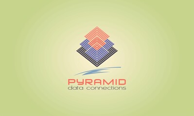 Wall Mural - abstract pyramid concept design data connections logo