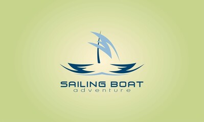 Wall Mural - sailing boat abstract concept design adventure logo