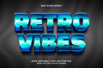 Wall Mural - Blue Retro Vibes Text Effect Editable 3d Style