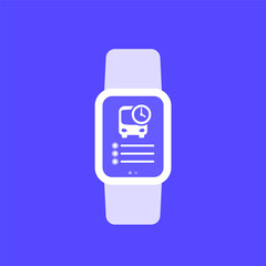 Sticker - bus schedule app, timetable vector icon with a smart watch