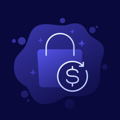 Sticker - cashback icon with a bag, vector design