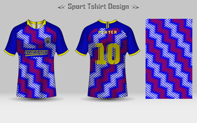 Wall Mural - Football Jersey Geometric Pattern Mockup Template Sport T-shirt Design