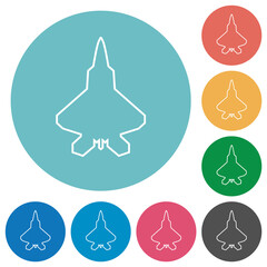 Sticker - Jet fighter outline flat round icons