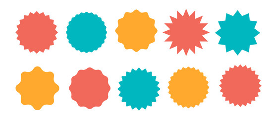 Wall Mural - Set of vector starburst, sunburst badges. Simple flat style vintage labels, stickers.