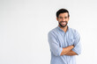 © interstid - happy smiling handsome caucasian man standing with crossed arms on white background