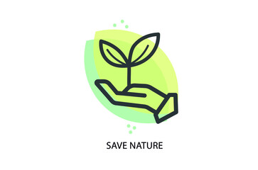 Sticker - save nature icon vector illustration 