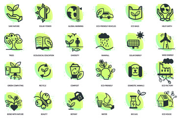 Wall Mural - natural logo design set, eco, organic, save nature, global warming, eco bags, solar energy, recycle,