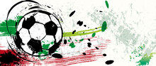 Soccer, Football, Illustration With Paint Strokes And Splashes, Grungy Mockup, Great Soccer Event