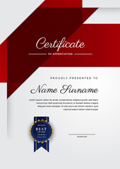 Wall Mural - Modern elegant red and white diploma certificate template