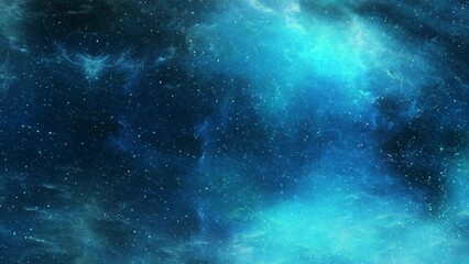 flying through the stars and blue nebula in space.