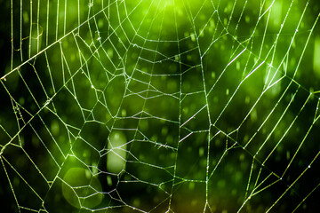 spider web with dew drops