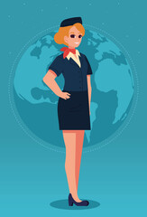 Canvas Print - female stewardess in suit