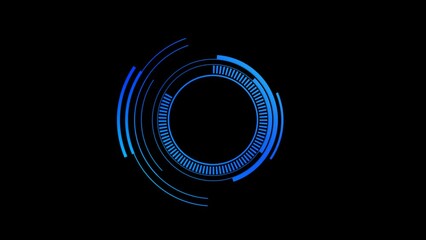 blue rotating circles design. Digital Analysing and Loading Data HUD Display. loading analyzing data design. Digital technology elements