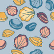 vector ocean seashells decorative molluslk sea vacation seamless pattern vintage aquatic element