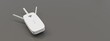 WiFi extender, wireless repeater isolated on grey color. Internet booster close up, banner. 3d render