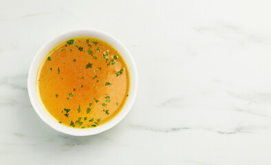 Poster - bowl of fresh chicken bouillon