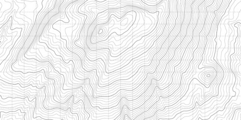 Black White Topography Contour Outline Map With Relief Elevation Vector Abstract Background. Topographic Geography Wallpaper. Vintage Cartographic Art Old Geographic Territory Treasure Hunt Adventure