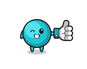 Wall Mural - cute spiky ball with social media thumbs up symbol