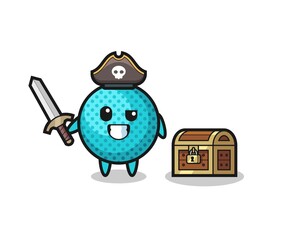 Sticker - the spiky ball pirate character holding sword beside a treasure box