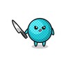 © heriyusuf - cute spiky ball mascot as a psychopath holding a knife