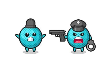 Sticker - illustration of spiky ball robber with hands up pose caught by police