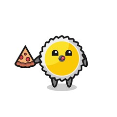 Sticker - cute saw blade cartoon eating pizza