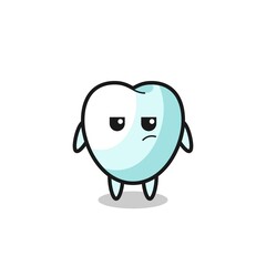 Sticker - cute tooth character with suspicious expression