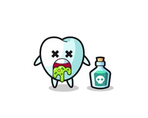 Sticker - illustration of an tooth character vomiting due to poisoning