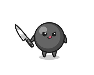 Wall Mural - cute dot symbol mascot as a psychopath holding a knife