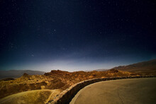 Stars Over Death Valley Desert Mountains At Zabriskie Point