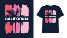 California T-shirt Design. Palm Trees Silhouette T Shirt Design. T-shirt Design Vector For Print. California Logo Design Vector Illustration. Quotes For T Shirt